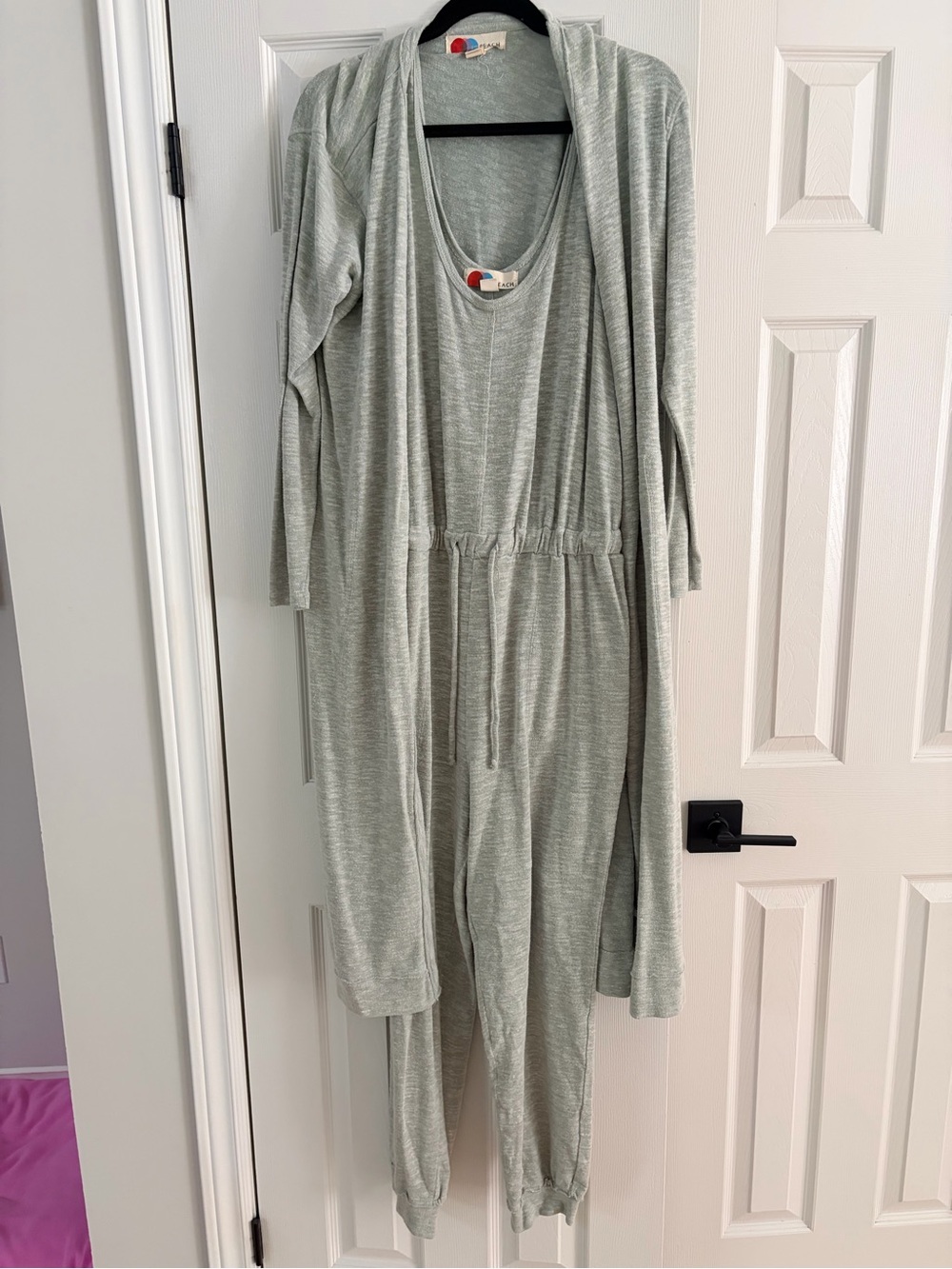 Free People Beach Light Sage Knit Jumpsuit with Long Duster